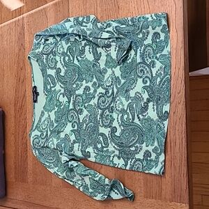 Jones New York Green Paisley 3/4 Sleeve Top, L